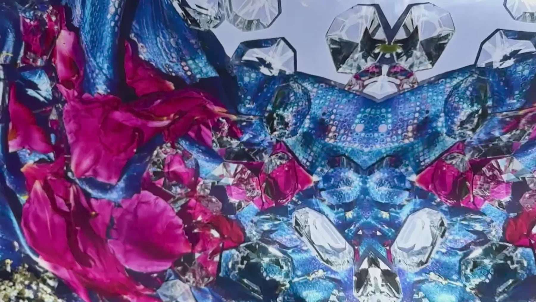 Silk scarf in motion revealing floral sheen and light-reflecting peony petals